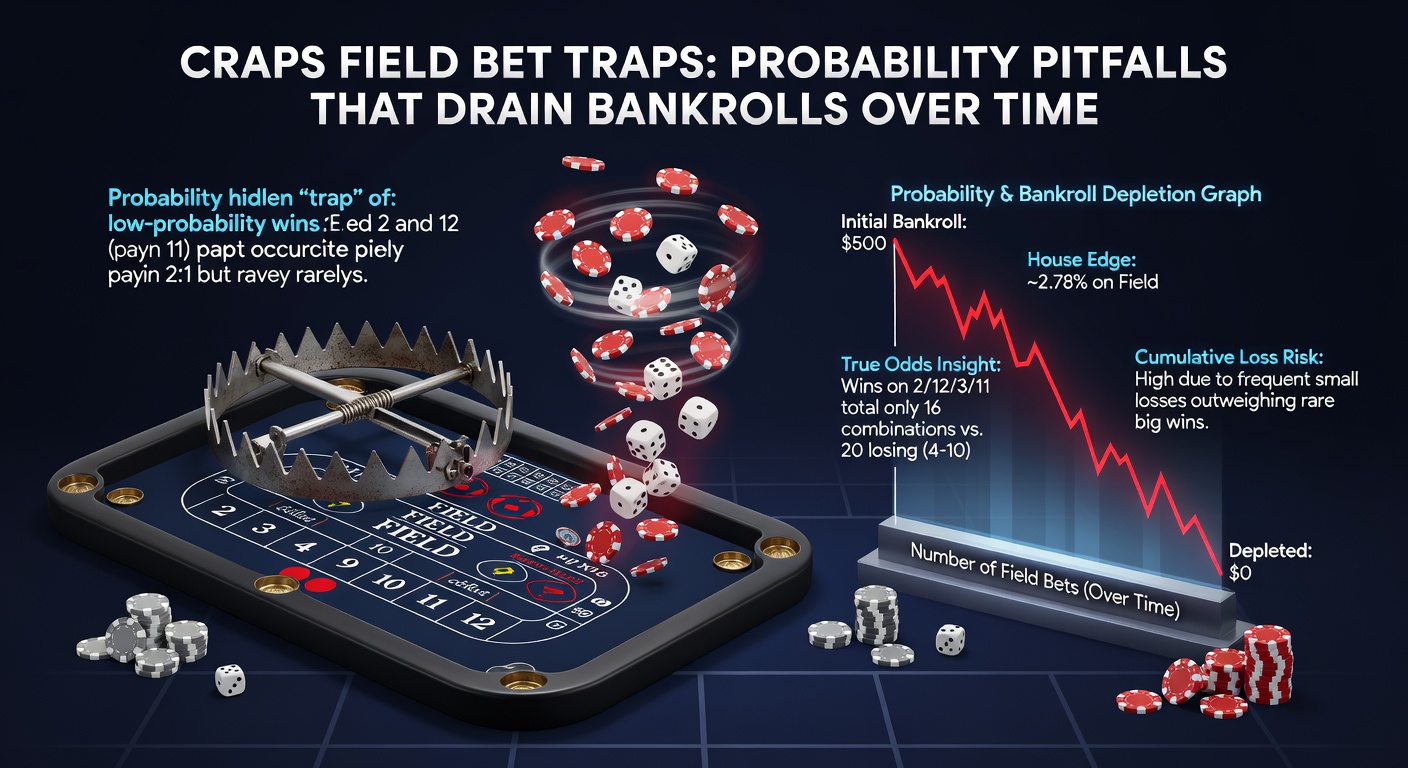 Close-up of dice showing a 12, with field bet payout chips being pushed to a winning player at a lively craps table