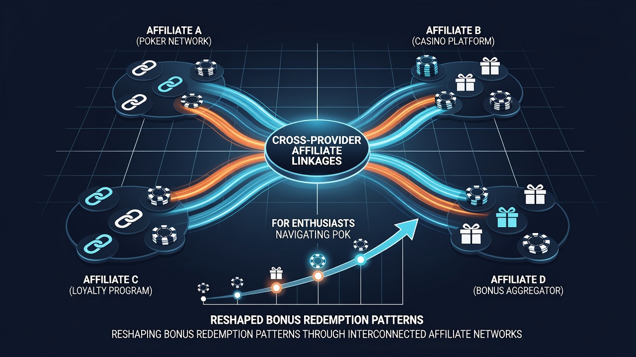 Player interface screenshot illustrating bonus wallet transfer between poker and slot sections in a multi-provider casino network