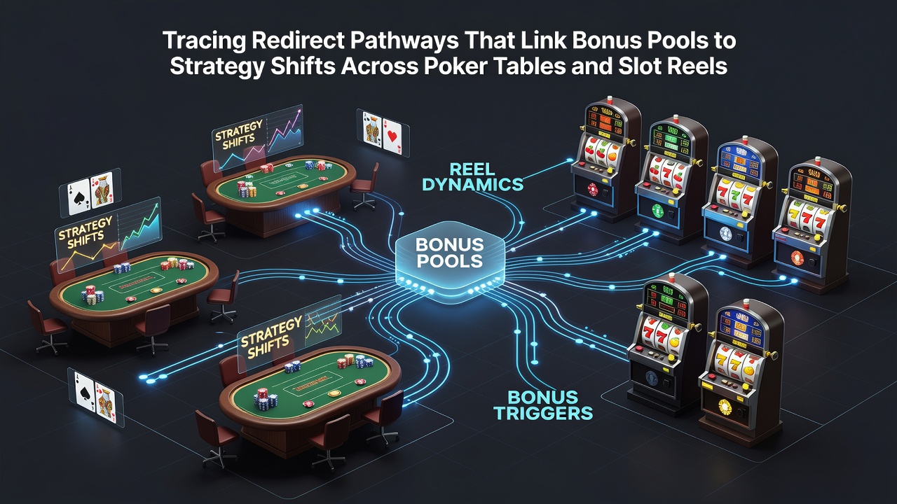 Analytics dashboard displaying player flow from poker to slots triggered by bonus pool redirections
